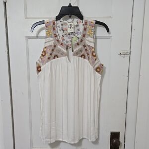 Anthropologie ONE SEPTEMBER BoHO AZTEC FLORAL Embroidered Top NWT WOMENS SMALL